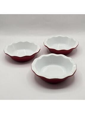 Emile Henry Small Red Ruffled Pie/Tart Dishes
